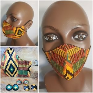 African Kente Striped Print Face Mask